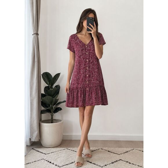 Emory Rose Dresses & Skirts - Woman’s Large Lightweight Emory Rose Loose Fit Maroon/White Dress